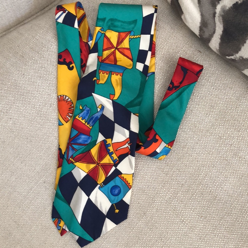 PAT ARGENTI CRAVATTE 100% Silk Tie Geometric Multi-Colored